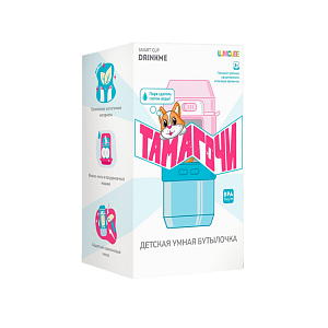 Умная бутылочка с тамагочи LUMICUBE "DRINKME", голубая, 350 мл